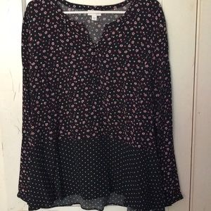 J Jill floral Rayon top black XL. NWOT.
